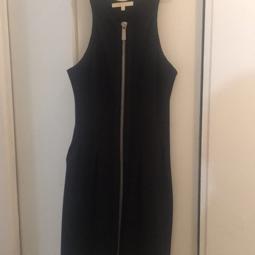 maje stretchy black zip up dress